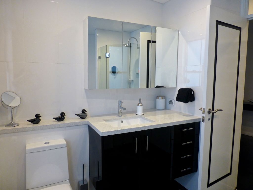 Contemporary Black and White Small Bathroom