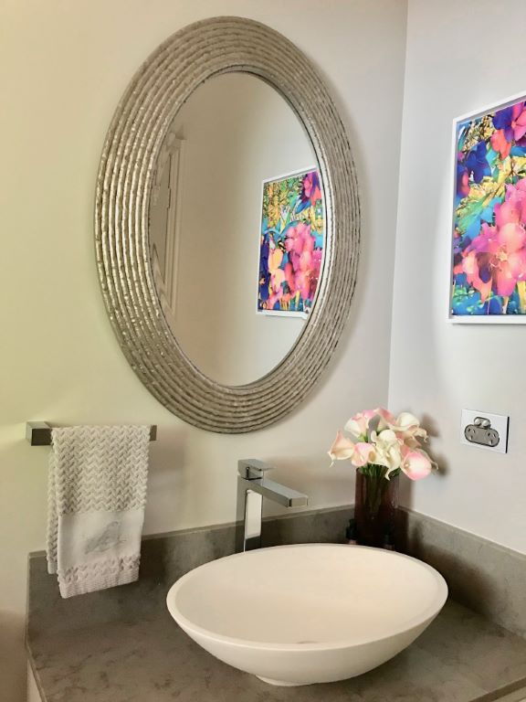Modern Powder Room Oval Mirror
